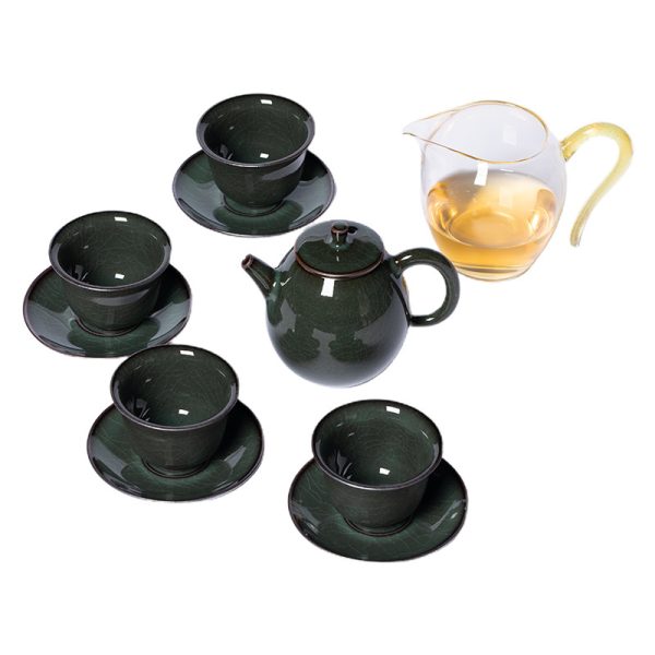 龙泉青瓷 创意铁胎功夫茶具套装 陶瓷便携旅行泡茶壶茶杯盏礼盒装
