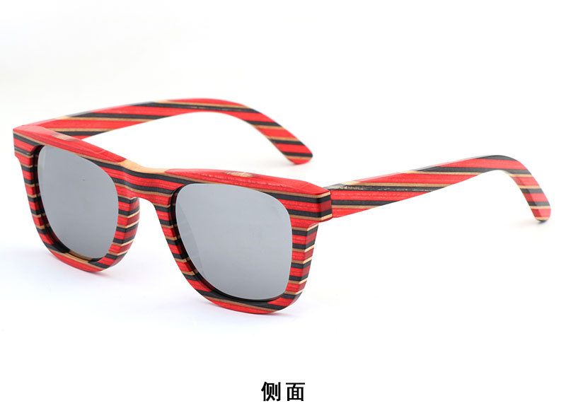 新款跨境男女士竹木眼镜  时尚彩木多层偏光太阳眼镜  UV400 现货