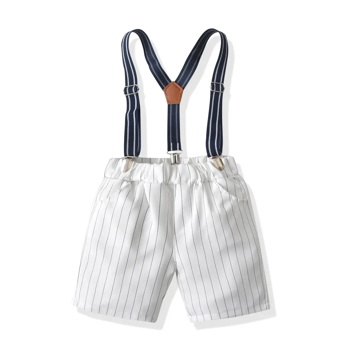 跨境男童拼色POLO衫背带短裤套装中小儿童宝夏季外穿针织上衣