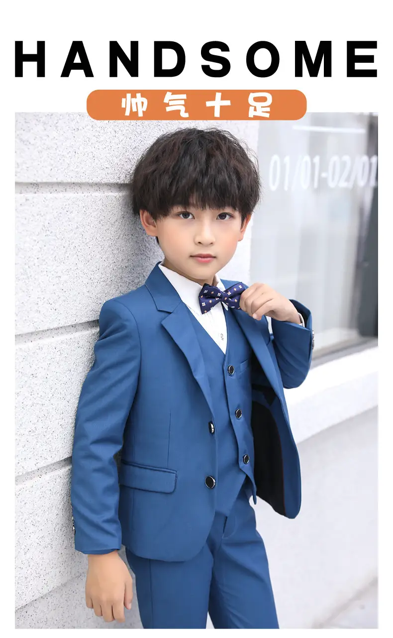 儿童小西装套装花童外套主持人男孩礼服大童宝宝男童西服三件套