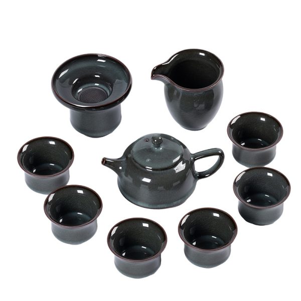 龙泉青瓷铁胎泡茶壶茶杯套装陶瓷家用哥窑冰裂高档礼盒功夫茶具
