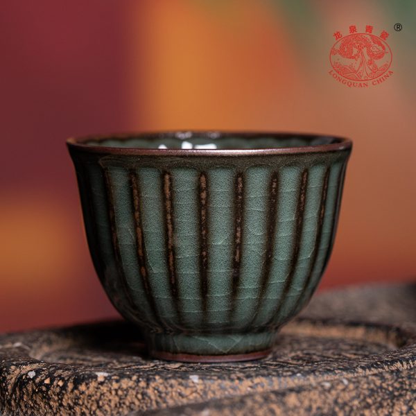 龙泉青瓷 哥窑铁胎手工主人杯单杯 陶瓷功夫茶具茶杯子冰裂品茗杯