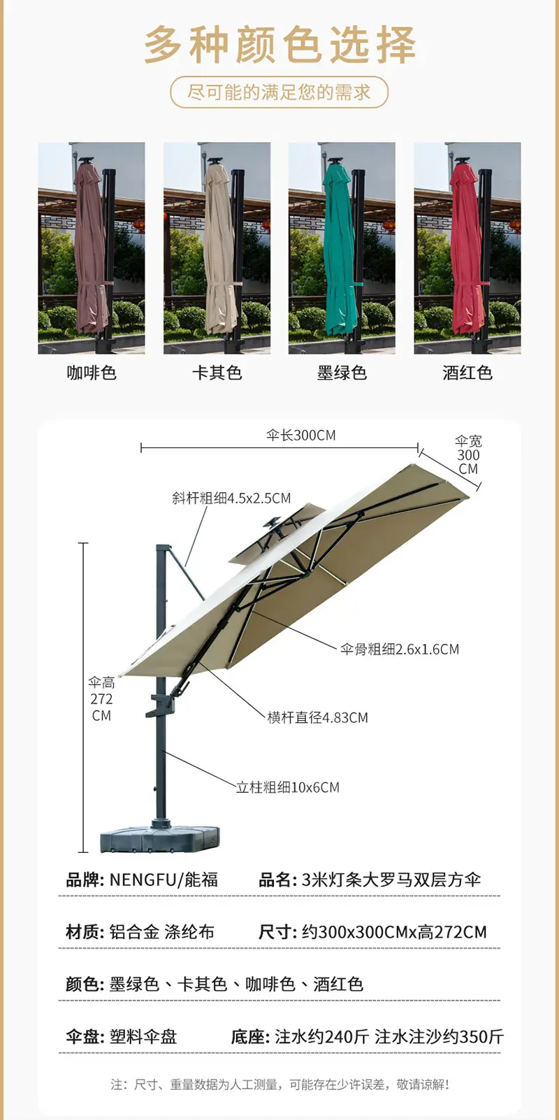 【罗马伞合集-无底座】户外遮阳伞商业广告庭院伞扳手伞室外餐饮