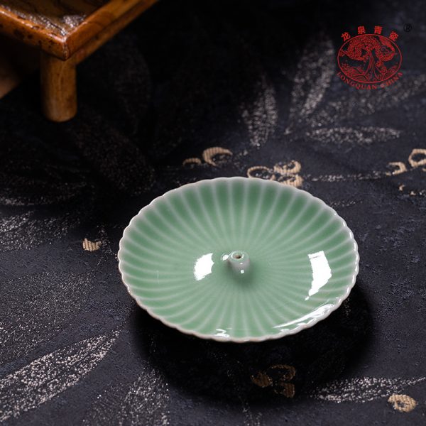 龙泉青瓷线香香插香座中式创意家用室内陶瓷熏香立盘禅意茶道摆件