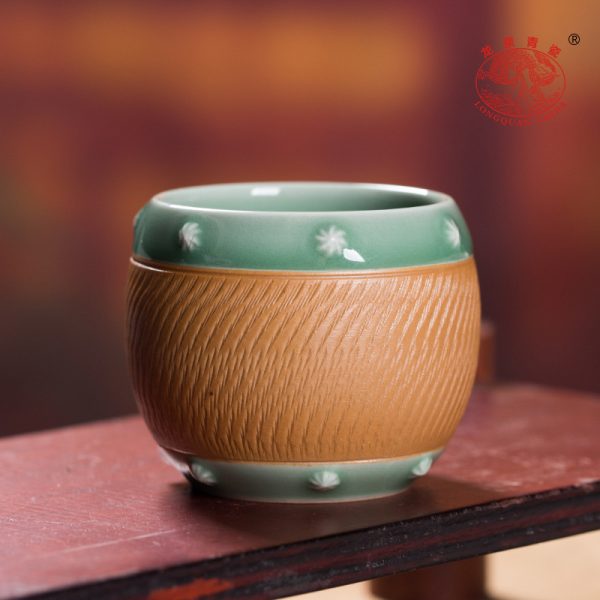 龙泉青瓷 手工跳刀主人杯单杯 陶瓷创意家用功夫茶具茶杯品茗杯盏