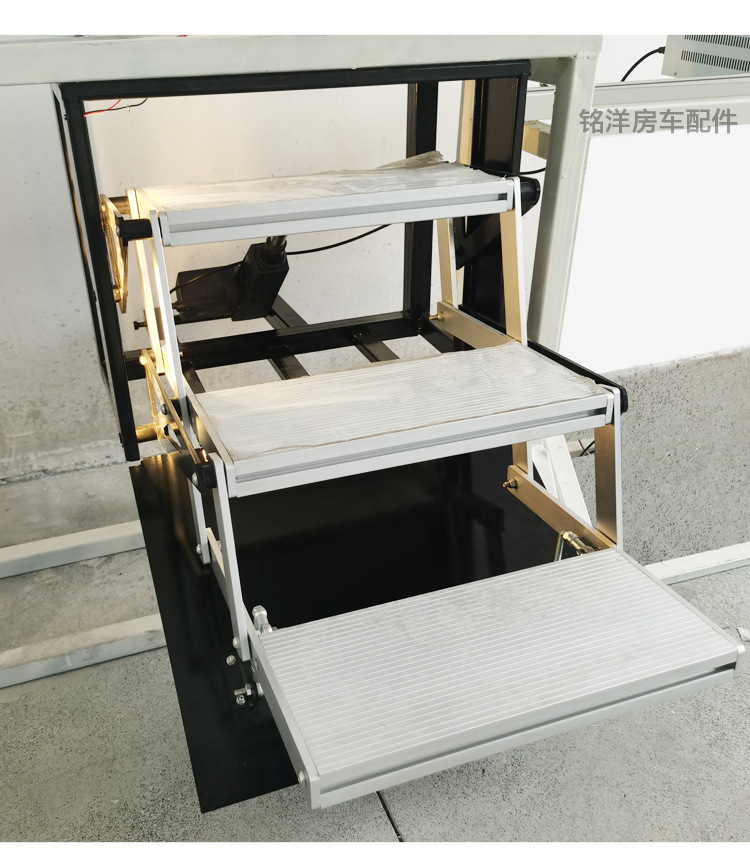 房车改装三层电动折叠踏步越野重汽加厚钢材踏板拖挂带灯收缩踏步