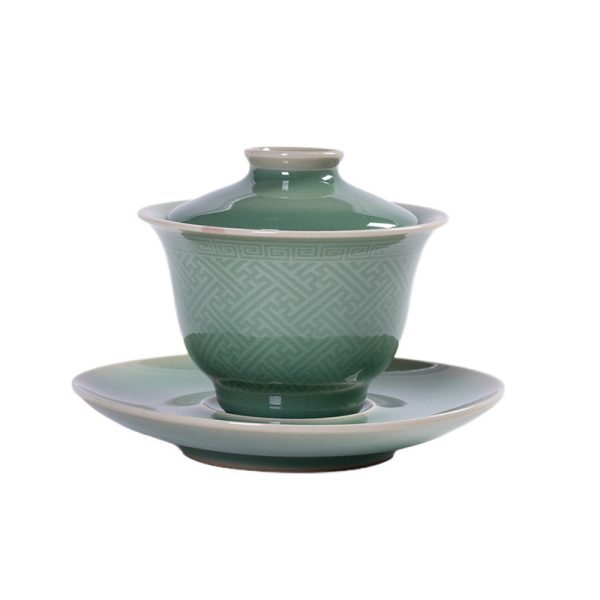 龙泉青瓷三才盖碗泡茶杯茶碗陶瓷单个大号不烫手功夫茶具家用杯子
