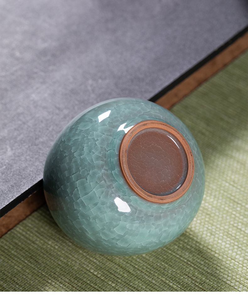 龙泉青瓷 功夫茶杯手工哥窑冰裂主人杯 陶瓷品茗杯功夫茶杯泡茶碗