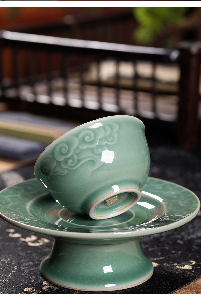 龙泉青瓷 功夫茶杯手工主人杯单杯 陶瓷家用高档宋韵品茗杯盏茶碗