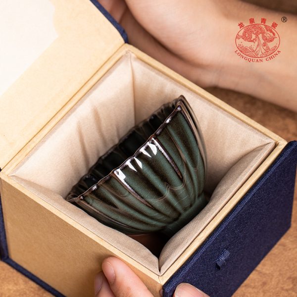 龙泉青瓷 铁胎复古手工主人杯单杯 陶瓷家用冰裂品茗杯盏功夫茶碗