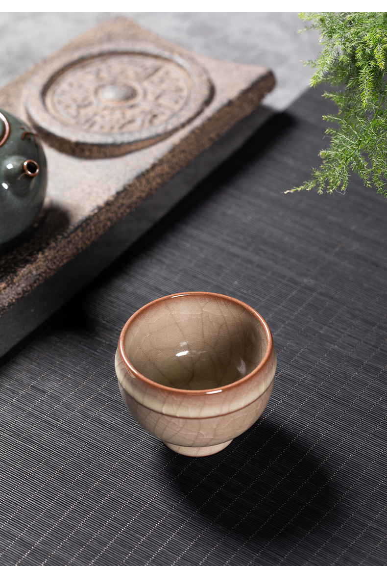 龙泉青瓷 功夫茶具品茗杯茶杯单个杯 陶瓷传世哥窑手工主人杯茶碗