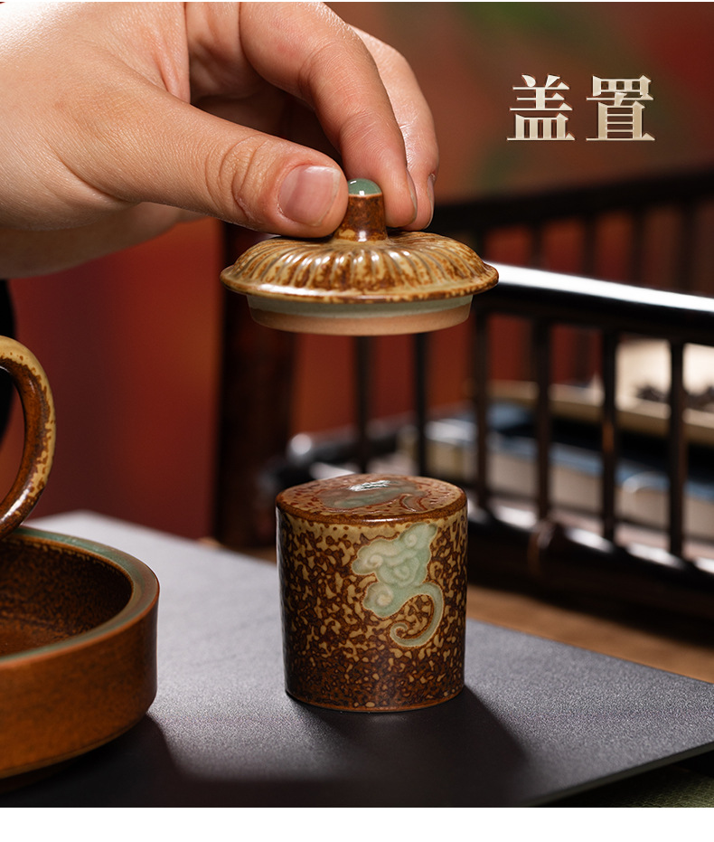 龙泉青瓷功夫茶具套装柴烧复古高档家用陶瓷泡茶壶喝茶品茗杯整套