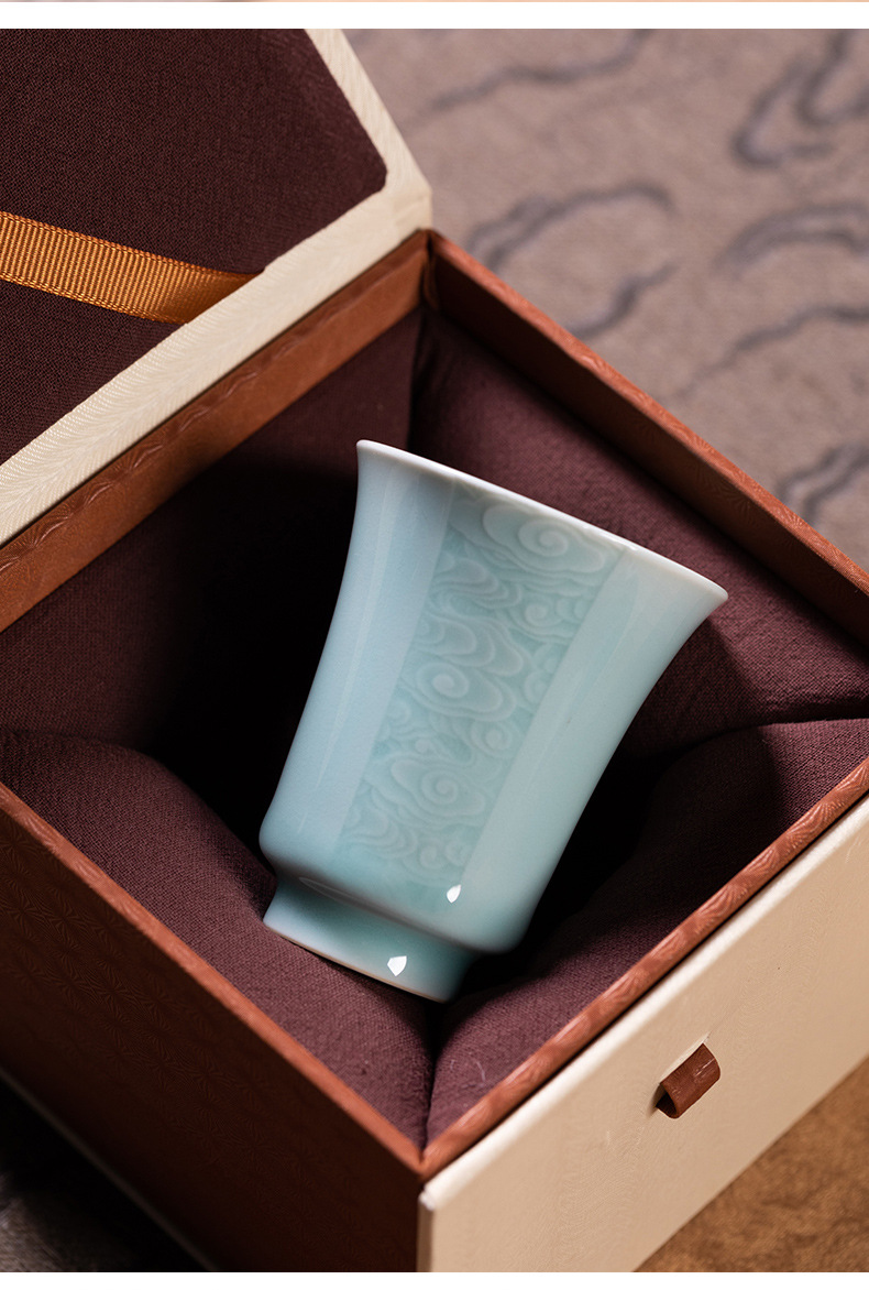龙泉青瓷 创意手工家用功夫茶具主人杯单杯 陶瓷闻香杯品茗杯水杯
