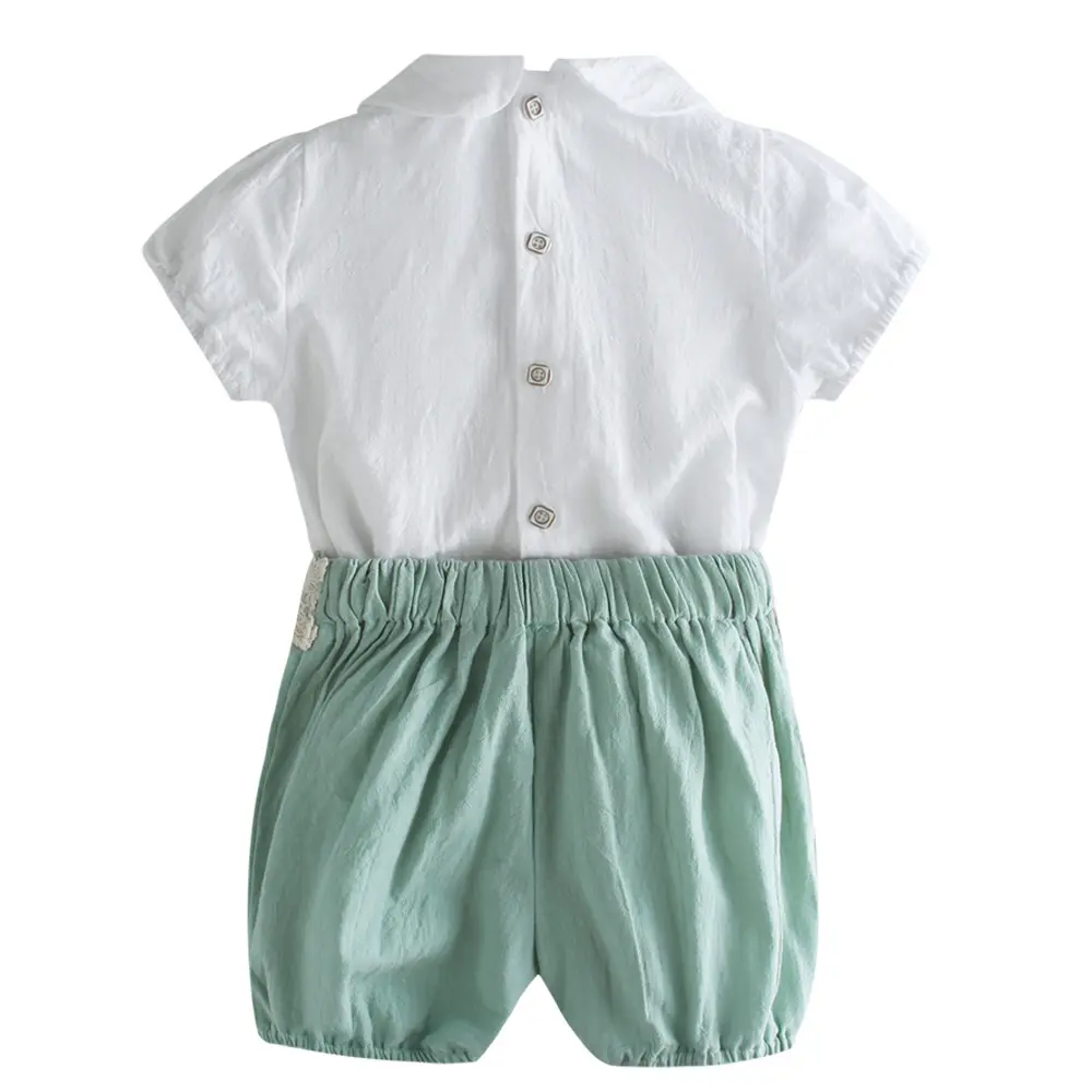 外贸欧美西班牙风男童短袖短裤周岁摄影Infant clothes套装批发