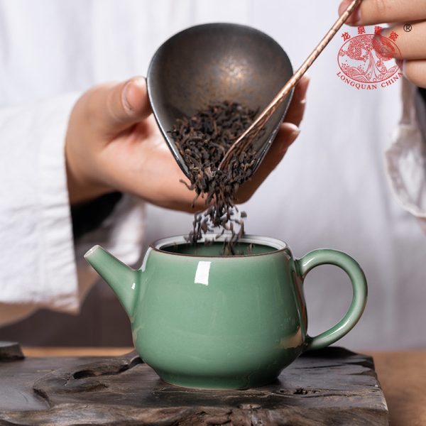 龙泉青瓷原矿手工跳刀茶壶陶瓷泡茶单壶中式功夫茶具家用高档批发