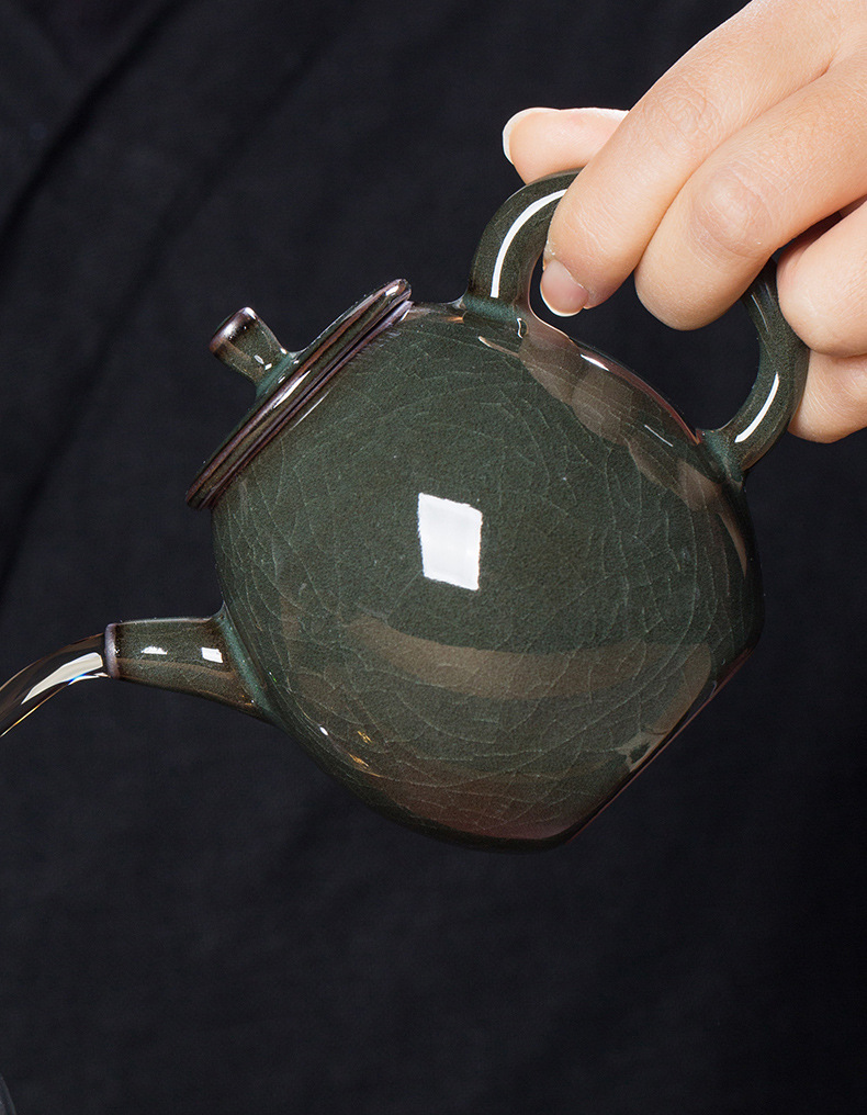 龙泉青瓷 创意铁胎功夫茶具套装 陶瓷便携旅行泡茶壶茶杯盏礼盒装