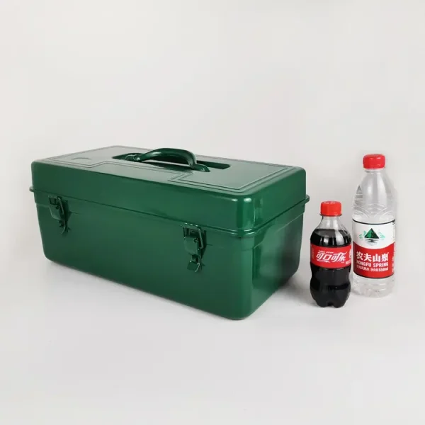 大号铁皮绿工具箱加厚工具箱收纳维修手提箱厂家供应全金属工具箱