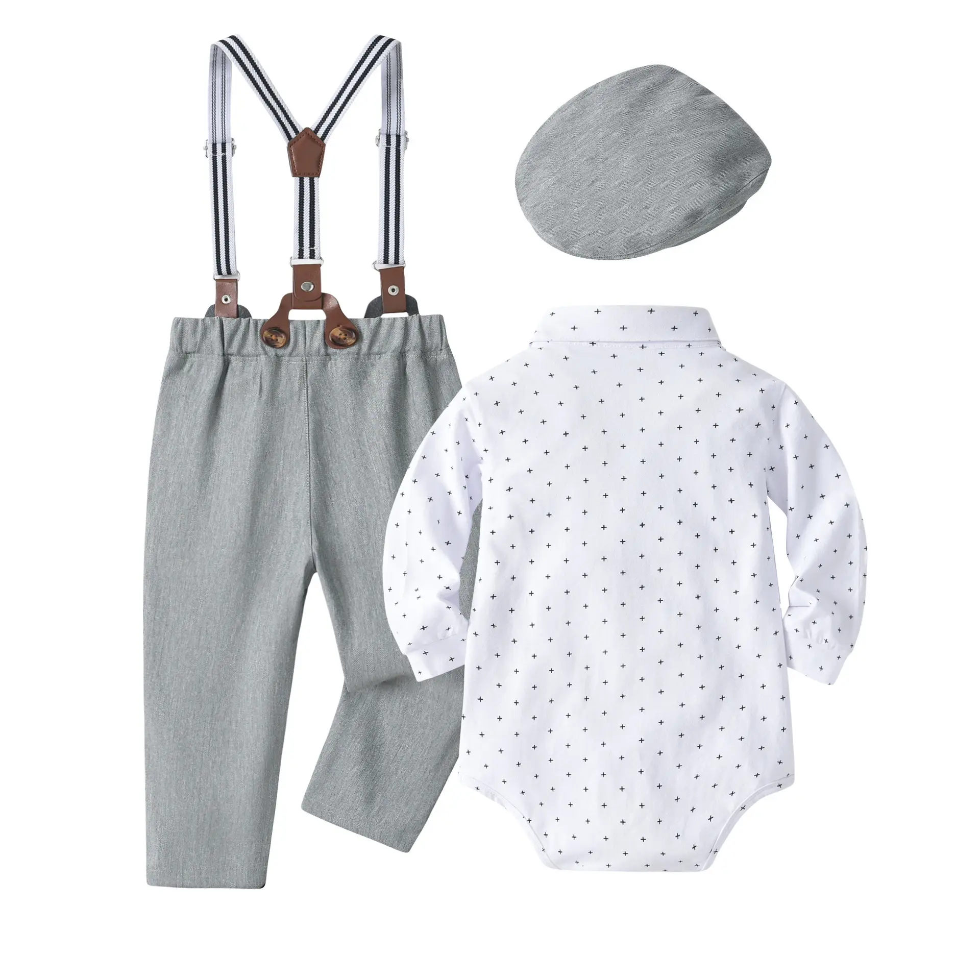 婴幼童绅士礼服套装儿童生日宴会西服宝宝周岁哈衣带帽背带裤衣服