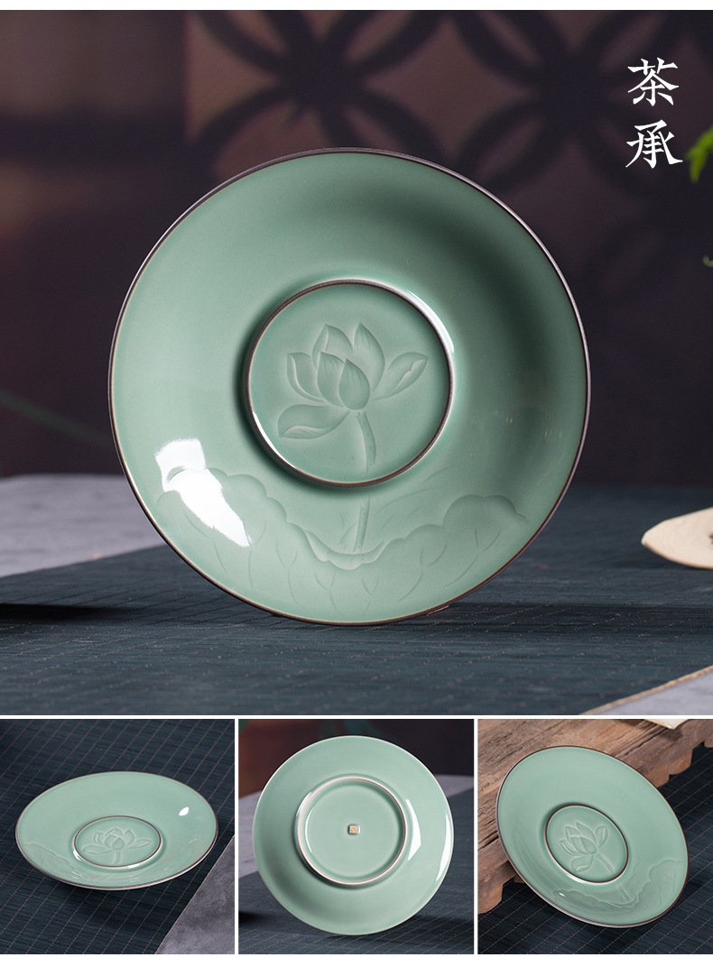 龙泉青瓷 厂家直销创意功夫茶具套装 陶瓷手工荷花茶壶茶杯礼盒装