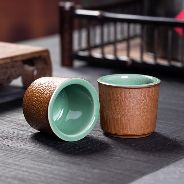 龙泉青瓷 纯手工跳刀主人杯品茗杯功夫茶杯 陶瓷家用会客单个茶杯