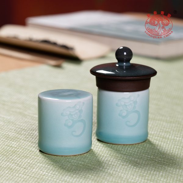 龙泉青瓷 盖置家用纯手工窑变盖托盖置 陶瓷盖碗茶托创意茶道配件