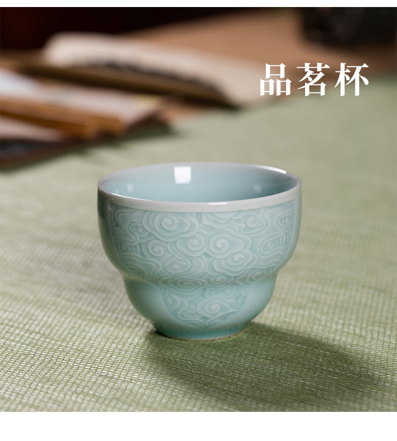 龙泉青瓷 功夫茶具三才盖碗茶杯套装 陶瓷高档中式家用喝茶泡茶碗