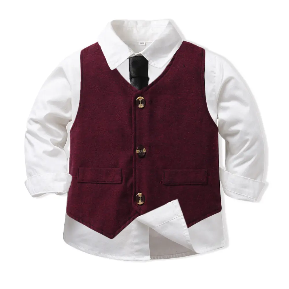 儿童西装套装帅气男童花童马甲礼服男宝宝周岁生日中大童西服秋冬
