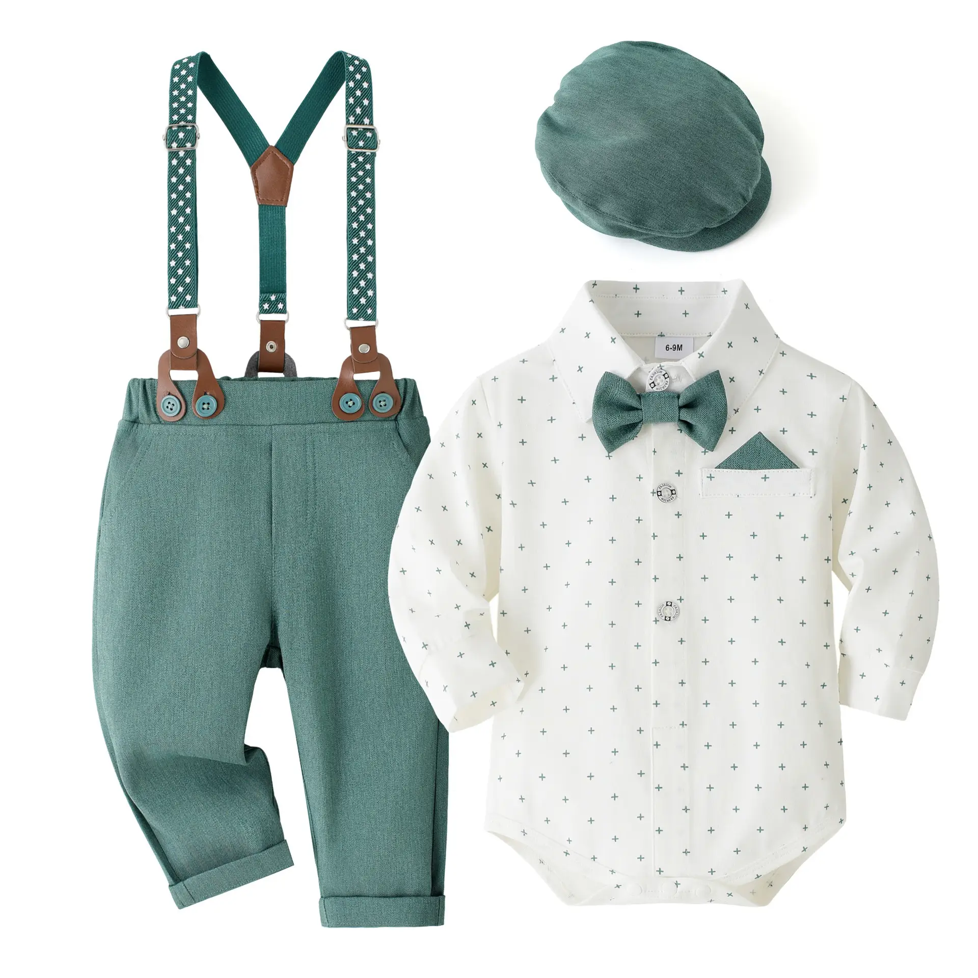 婴幼童绅士礼服套装儿童生日宴会西服宝宝周岁哈衣带帽背带裤衣服