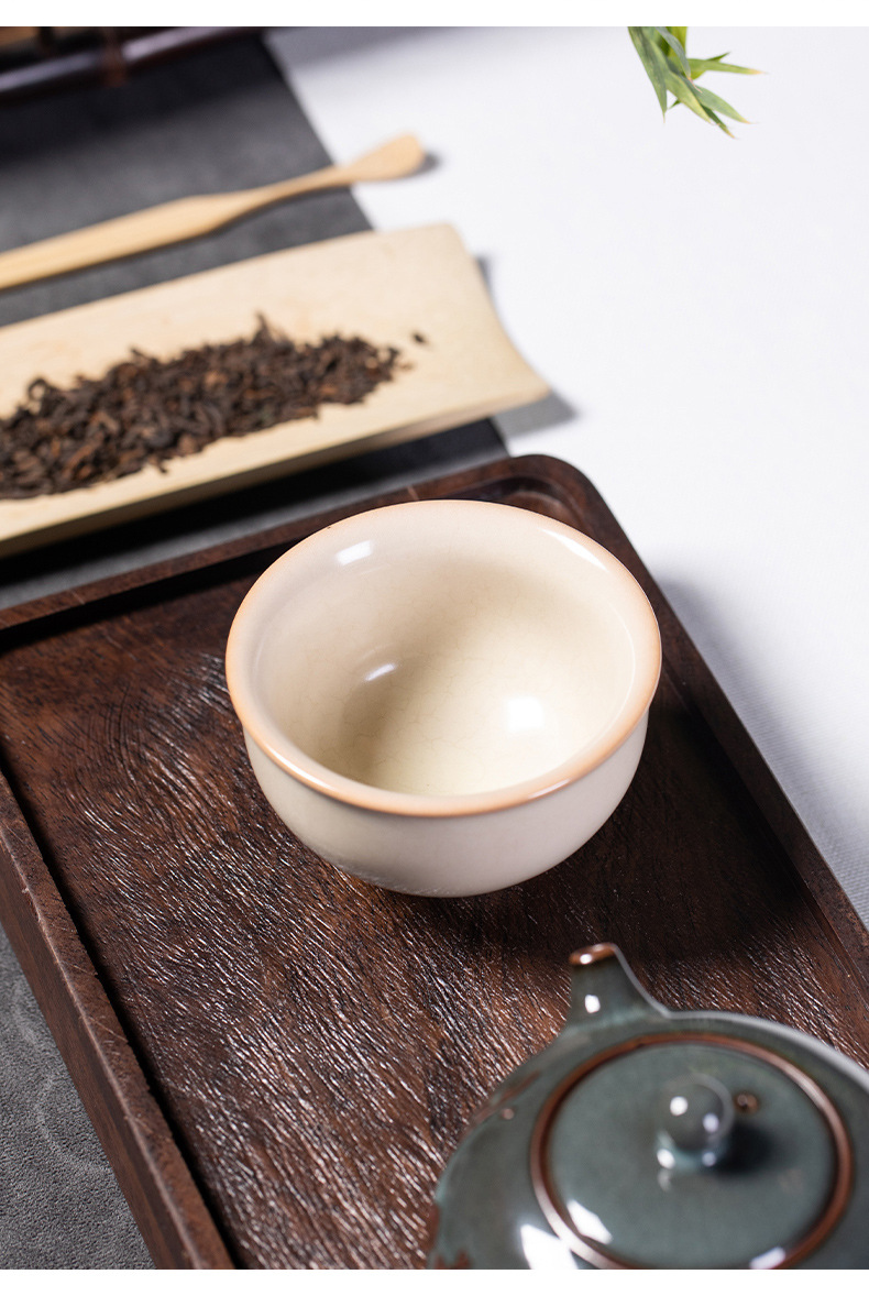 龙泉青瓷 猪油冻手工主人杯单杯 陶瓷创意刻物品茗杯功夫茶杯茶碗