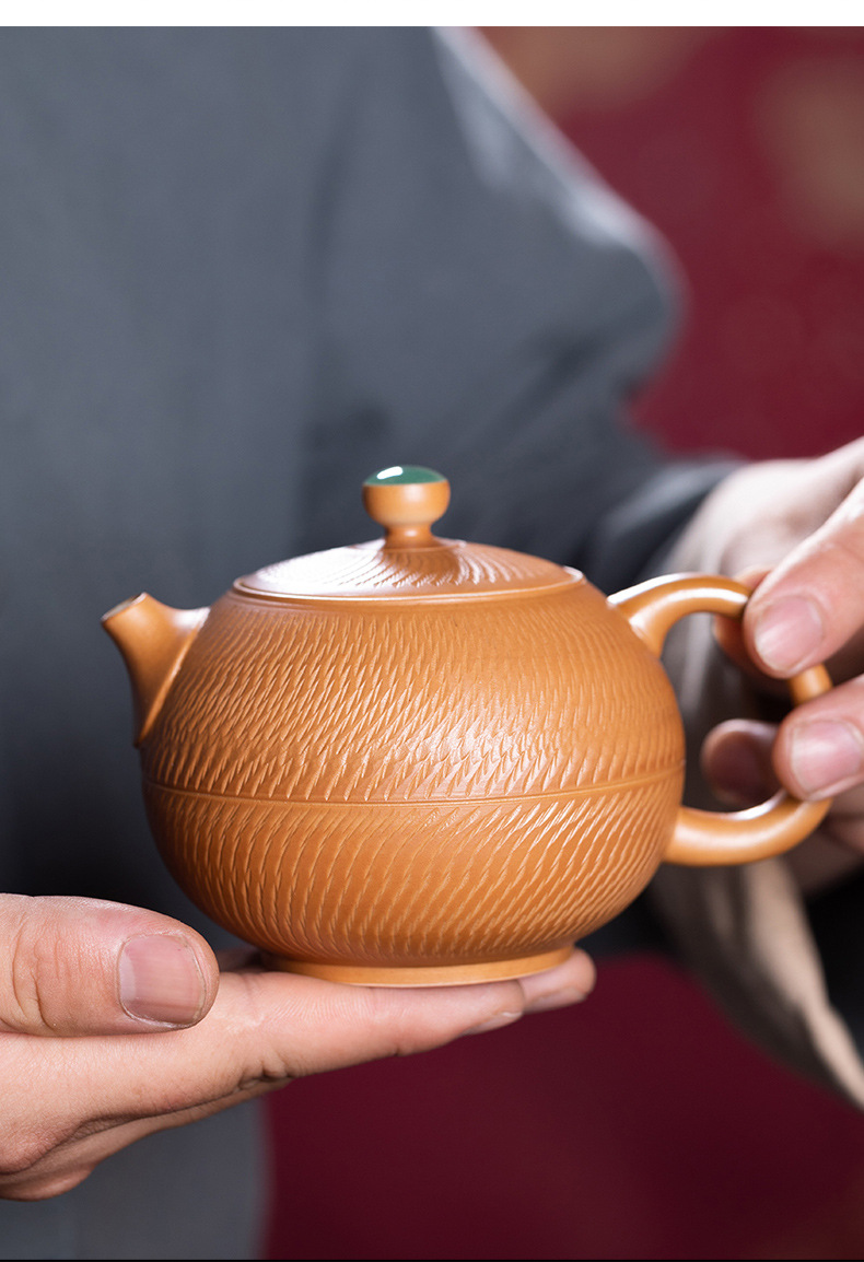 龙泉青瓷 跳刀西施壶茶壶单壶 陶瓷全手工泡茶壶高档中式功夫茶具