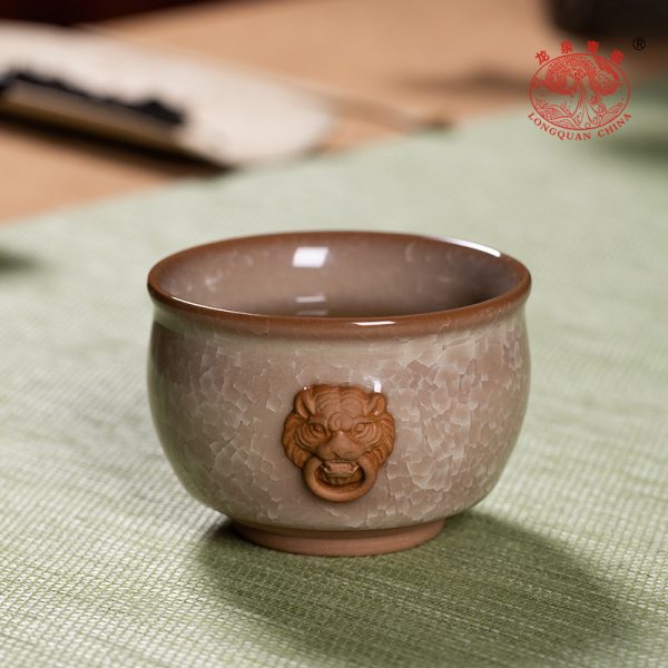 龙泉青瓷 主人杯哥窑开片冰裂纹功夫茶杯 陶瓷创意冰花品茗杯茶碗