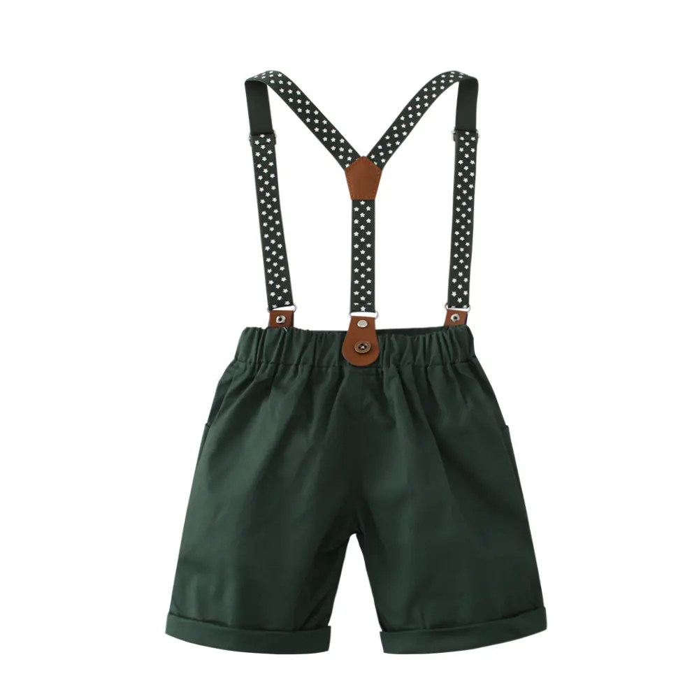 加工定制 男宝宝夏季新款儿童短袖两件套背带英伦绅士kids dress