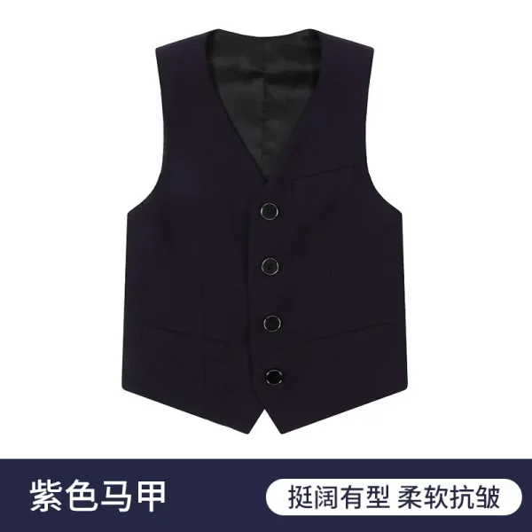 跨境现货男童休闲西装马甲学院风儿童背心班服小男孩单件纯色马夹