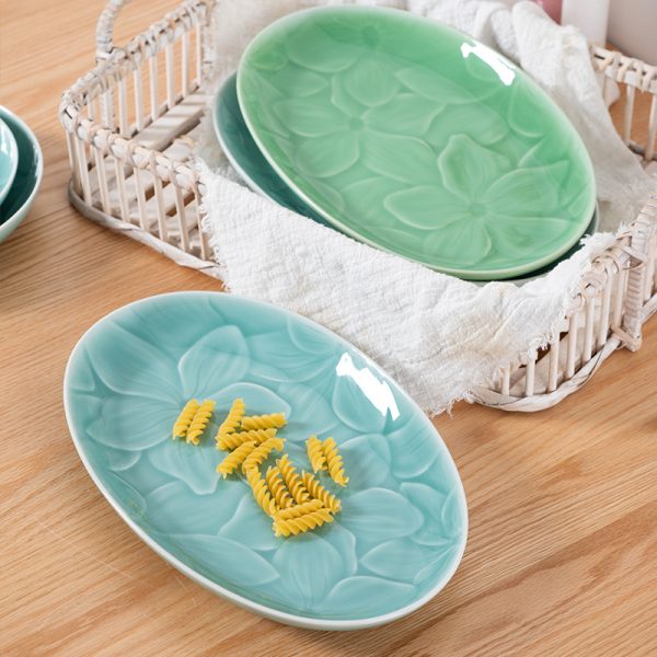 龙泉青瓷整套乔迁餐具家用组合陶瓷菜盘子面汤高颜值碗碟套装批发