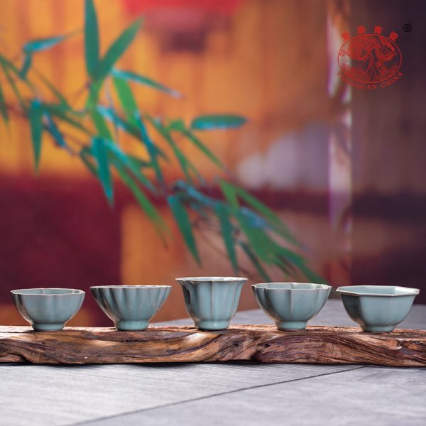 龙泉青瓷 汝窑冰裂纯手工主人杯单杯 陶瓷创意功夫茶杯茶碗礼盒装