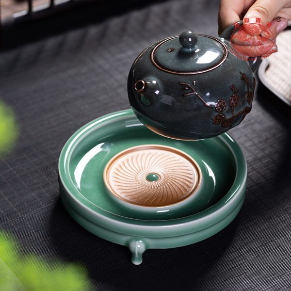 龙泉青瓷 手工跳刀壶垫壶承干泡台茶盘 功夫茶具养壶储水底座壶托