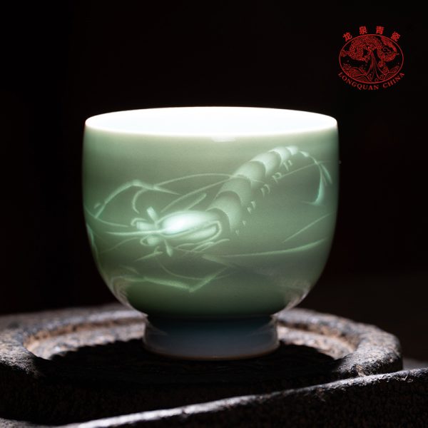 龙泉青瓷 高档功夫茶杯主人杯单杯 陶瓷李茂林手工个人专用品茗杯