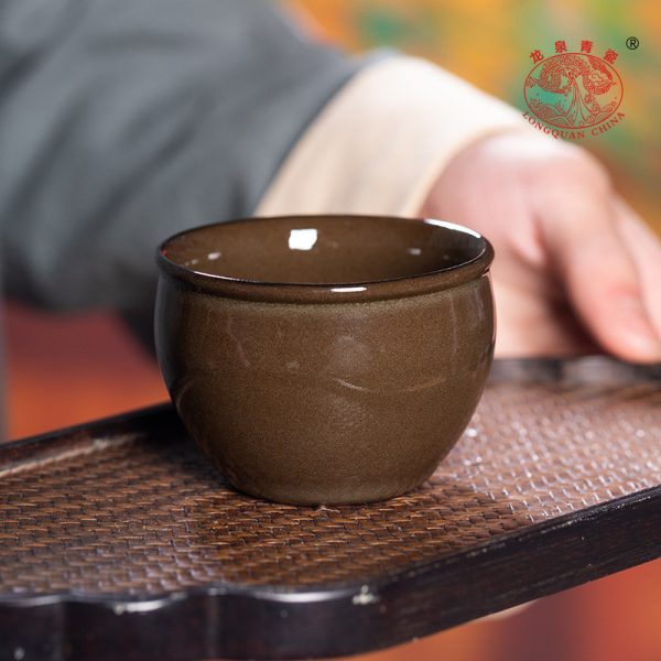 龙泉青瓷 创意手工风水缸主人杯单杯 陶瓷高档功夫茶具品茗杯茶碗