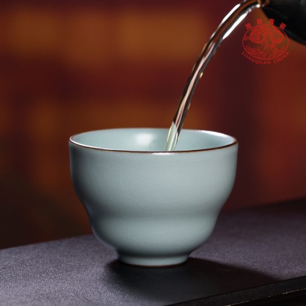 龙泉青瓷 家用功夫茶具手工主人杯单杯 陶瓷中式汝窑品茗杯泡茶碗