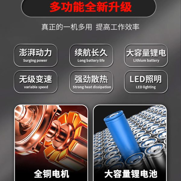 跨境热门锂电三功能冲击钻套装无绳10mm三合一手电钻套装多功能