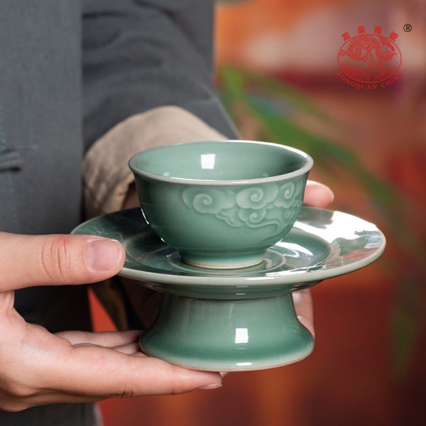 龙泉青瓷 功夫茶杯手工主人杯单杯 陶瓷家用高档宋韵品茗杯盏茶碗