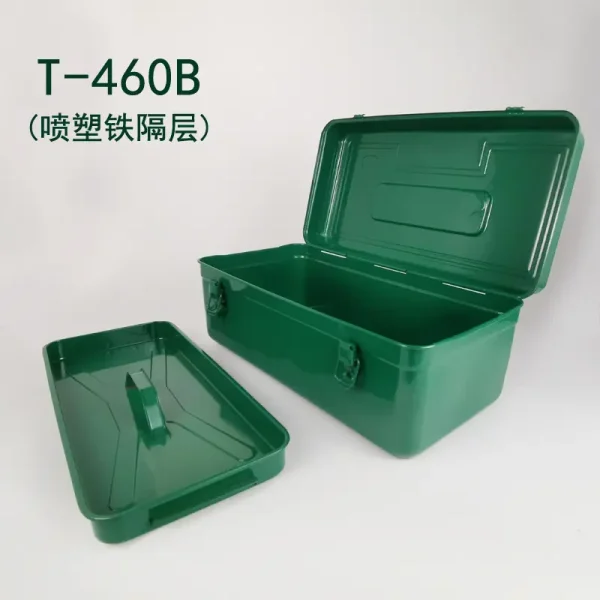 大号铁皮绿工具箱加厚工具箱收纳维修手提箱厂家供应全金属工具箱