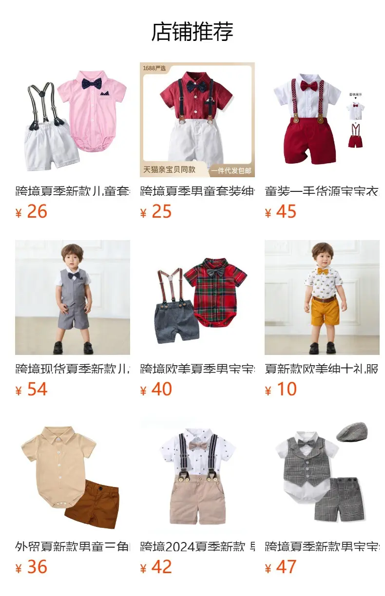 韩版童装新宝宝周岁礼服印花短袖衬衫背带裤婴幼儿包屁衣儿童套装