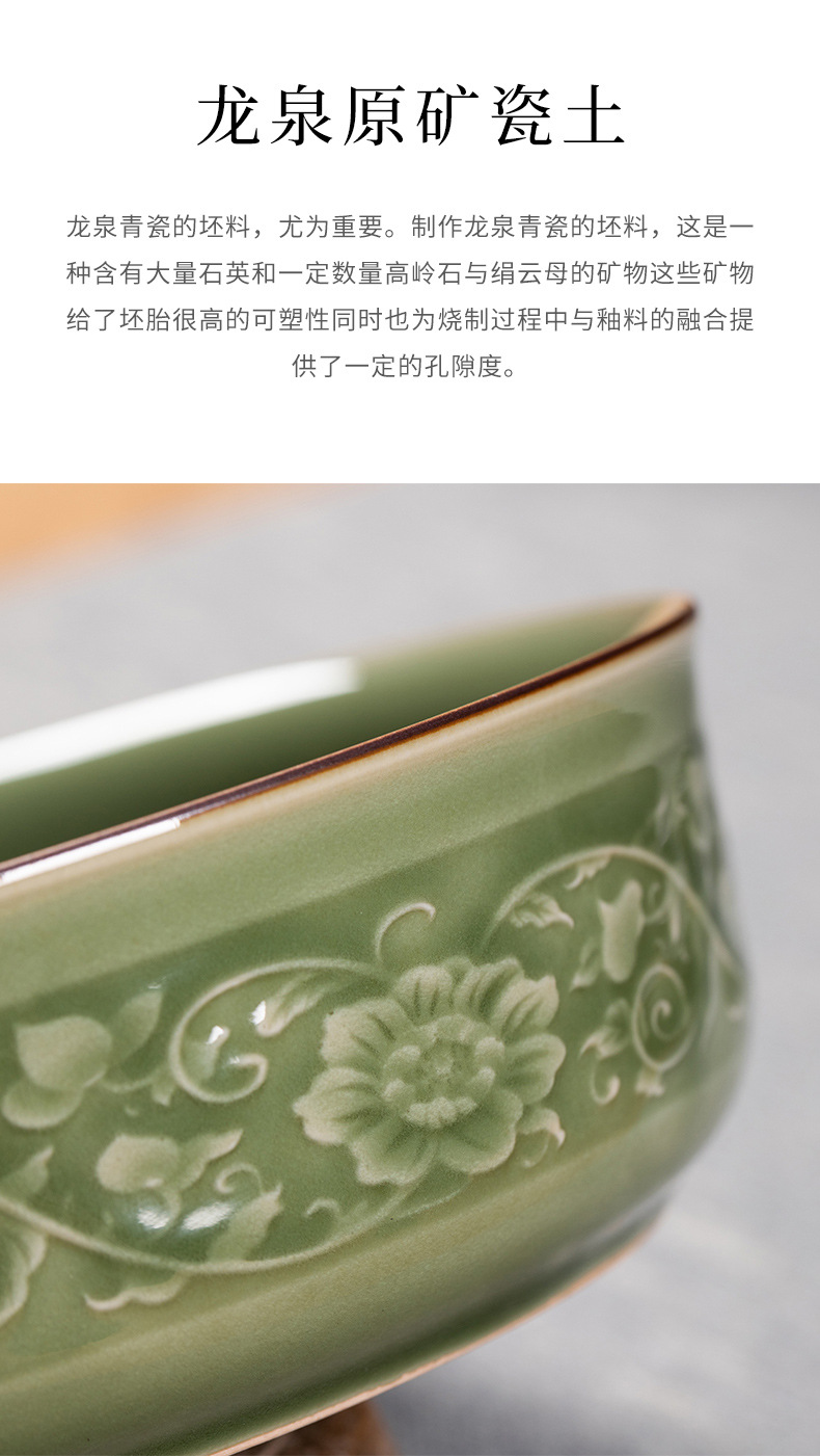 龙泉青瓷 大号仿古茶洗 陶瓷中式复古水洗功夫茶具茶道配件水盂