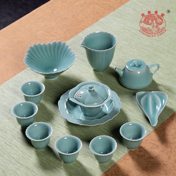 龙泉青瓷功夫茶具套装茶壶茶杯轻奢高档家用陶瓷2024新款泡茶礼盒
