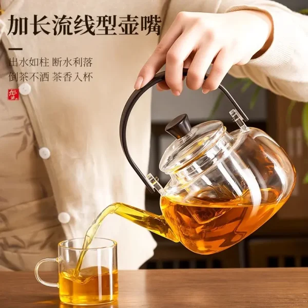 捷安玺煮茶壶新款泡茶壶单壶耐高温玻璃烧水壶茶具清欢提梁茶壶