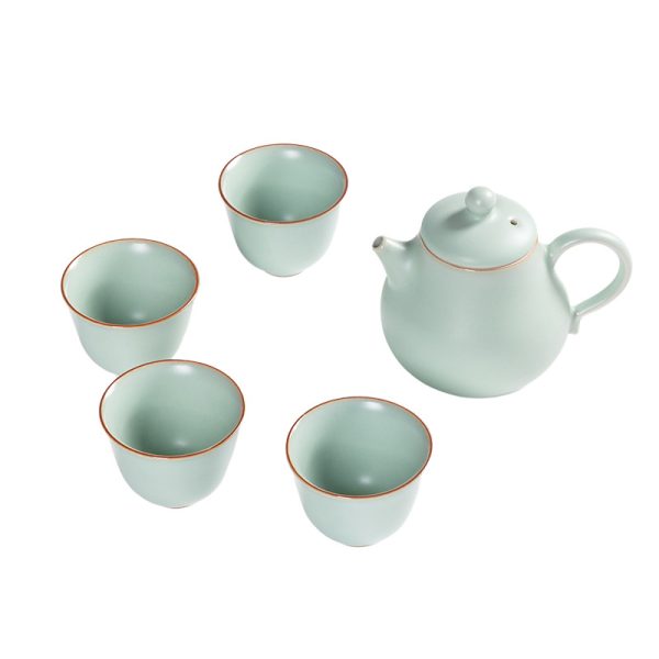 2024新款汝窑功夫茶具便携小套装陶瓷茶壶茶杯轻奢高档家用喝茶