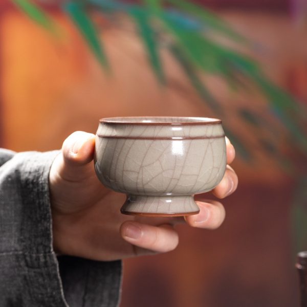 龙泉青瓷 传世哥窑主人杯茶杯单个杯 陶瓷品茗杯高端茶具手工茶碗