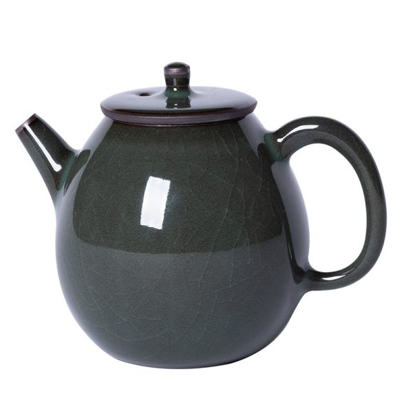 龙泉青瓷 哥窑冰裂手工铁胎茶壶单壶 陶瓷功夫茶具家用过滤泡茶壶