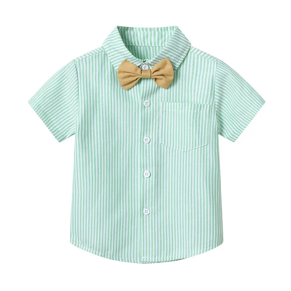 男童套装夏装儿童新款棉短袖条纹衬衫周岁礼服外贸夏季中小童童装
